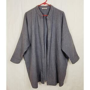 Black Crane Square Shirt grey flannel open front One Size Lagenlook minimal